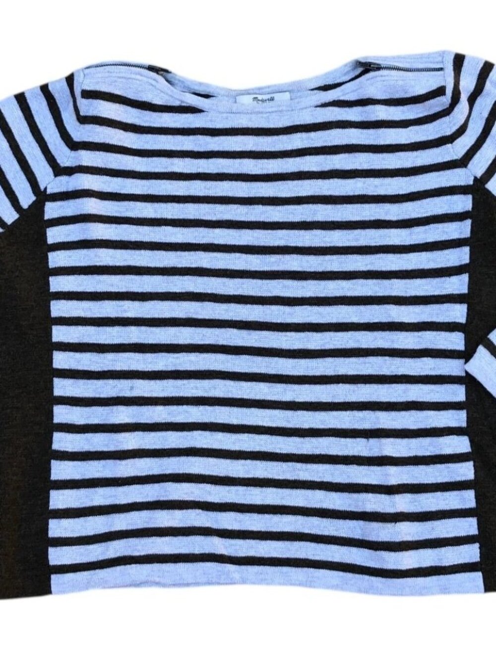 MADEWELL Striped Sweater Women's MEDIUM Gray Brown Long Sleeve Crop Sweatshirt